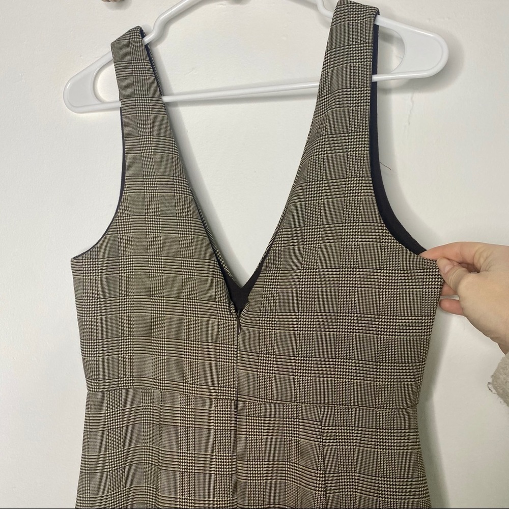 Everly Glen Check Brown/ Tan Plaid Dress Sleeveles - Picture 3 of 5